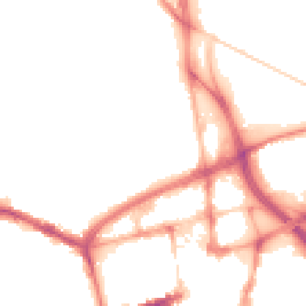 Night-time road noise heatmap for BL1 2LE