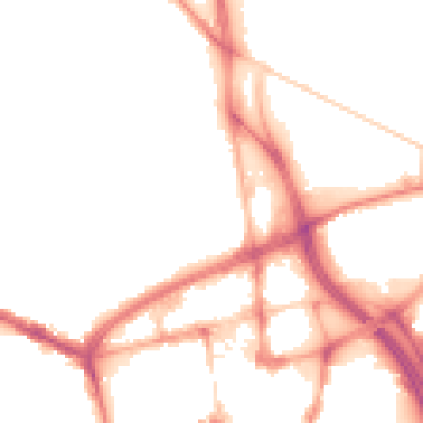 Night-time road noise heatmap for BL1 2LH