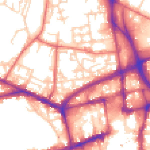 Daytime road noise heatmap for BL1 2LL