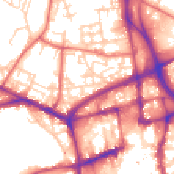 Daytime road noise heatmap for BL1 2LT