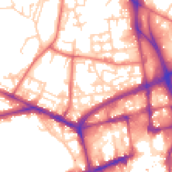 Daytime road noise heatmap for BL1 2LW