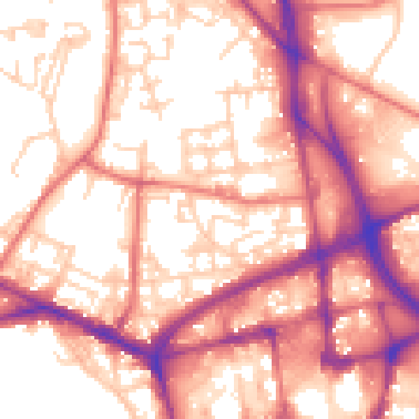 Daytime road noise heatmap for BL1 2NE