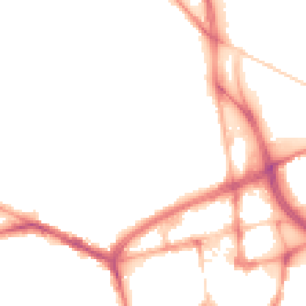 Night-time road noise heatmap for BL1 2NE