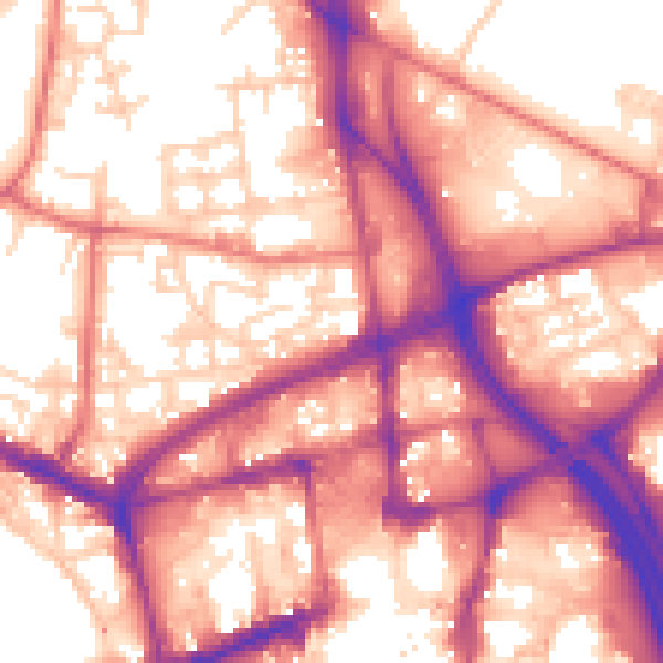 Daytime road noise heatmap for BL1 2NU