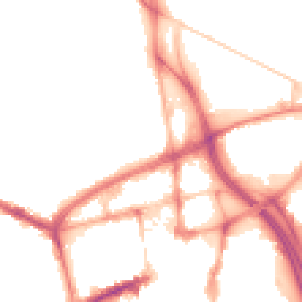Night-time road noise heatmap for BL1 2NU