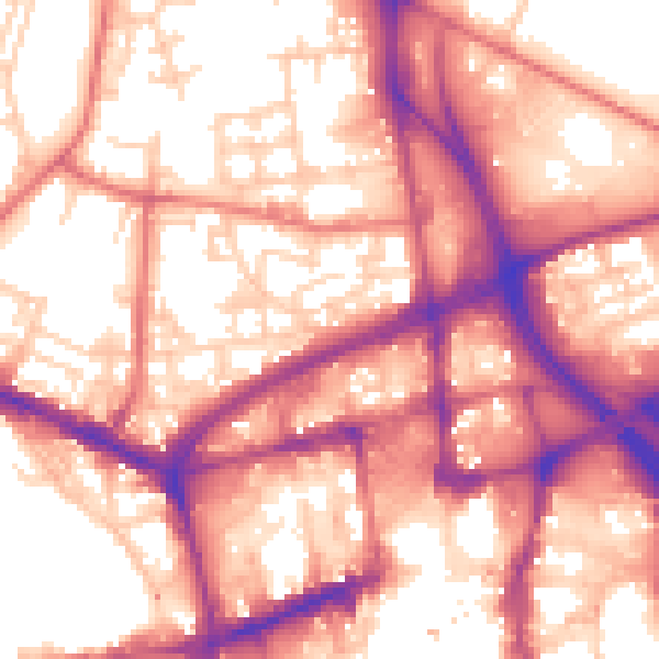 Daytime road noise heatmap for BL1 2NY