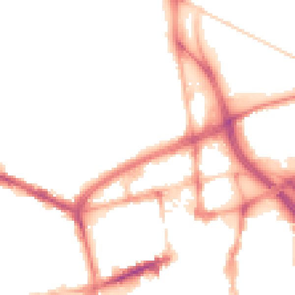 Night-time road noise heatmap for BL1 2NY