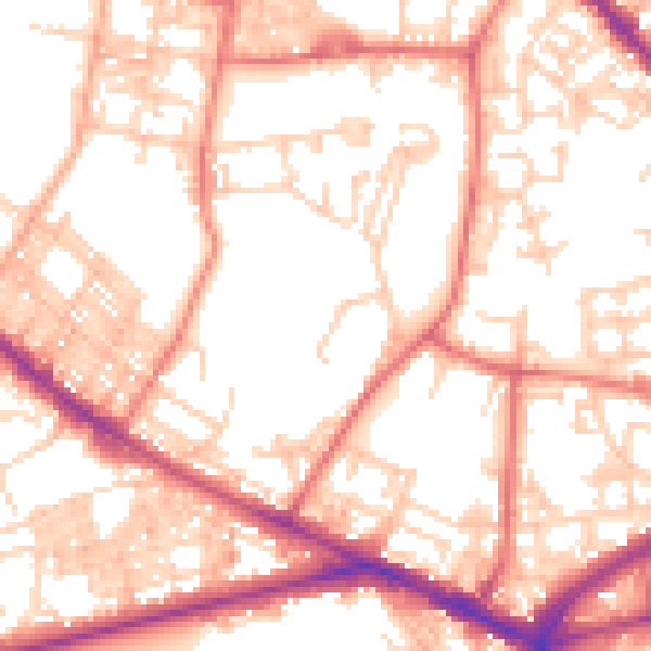 Daytime road noise heatmap for BL1 2QN