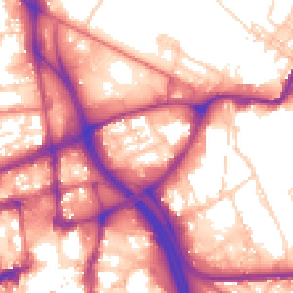 Daytime road noise heatmap for BL1 2SA