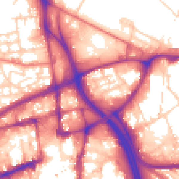 Daytime road noise heatmap for BL1 2SS