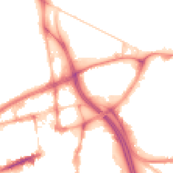 Night-time road noise heatmap for BL1 2SS