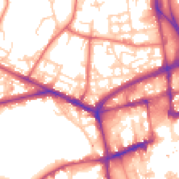 Daytime road noise heatmap for BL1 2XP