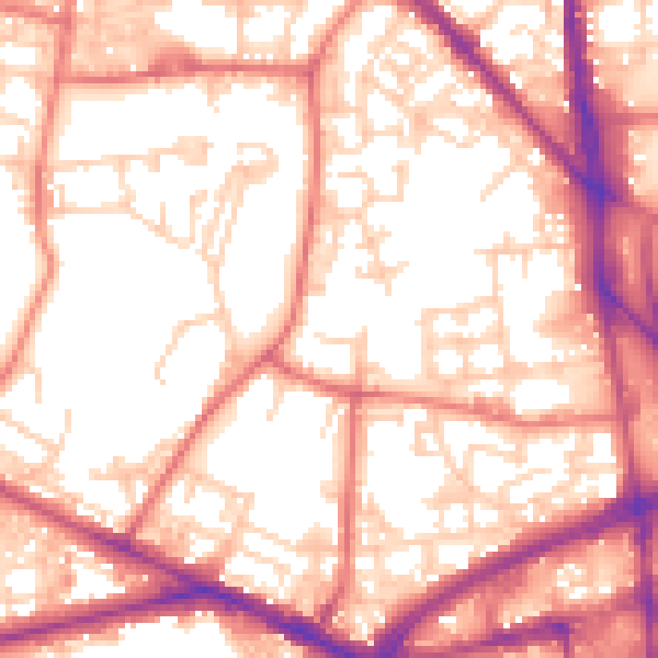 Daytime road noise heatmap for BL1 2XQ