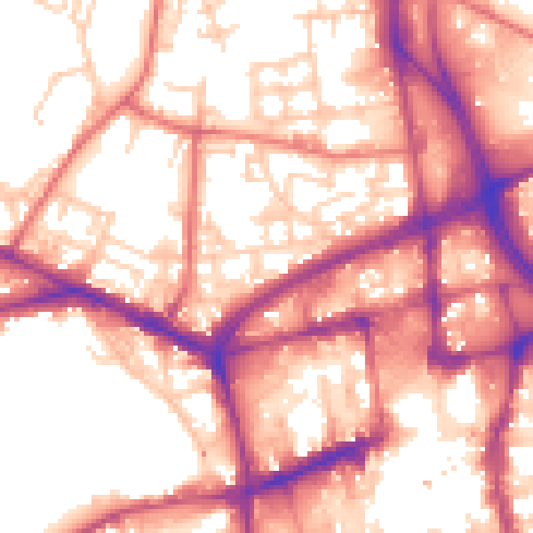 Daytime road noise heatmap for BL1 2XS
