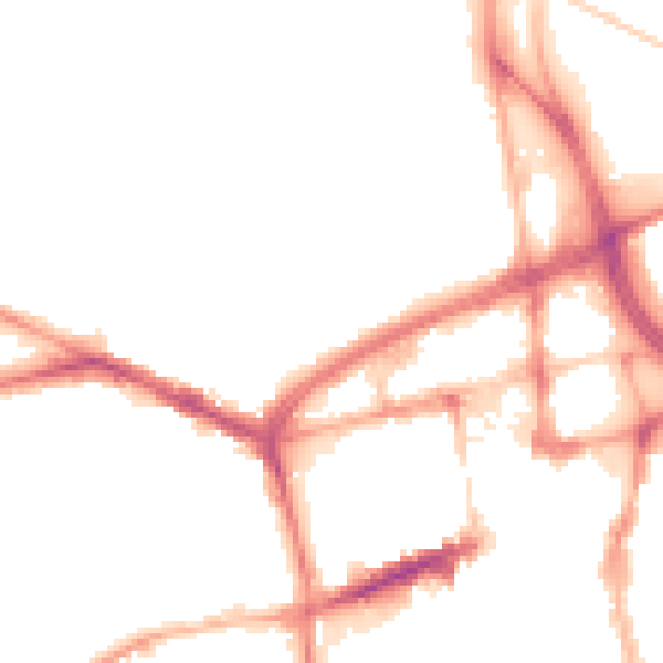 Night-time road noise heatmap for BL1 2XS