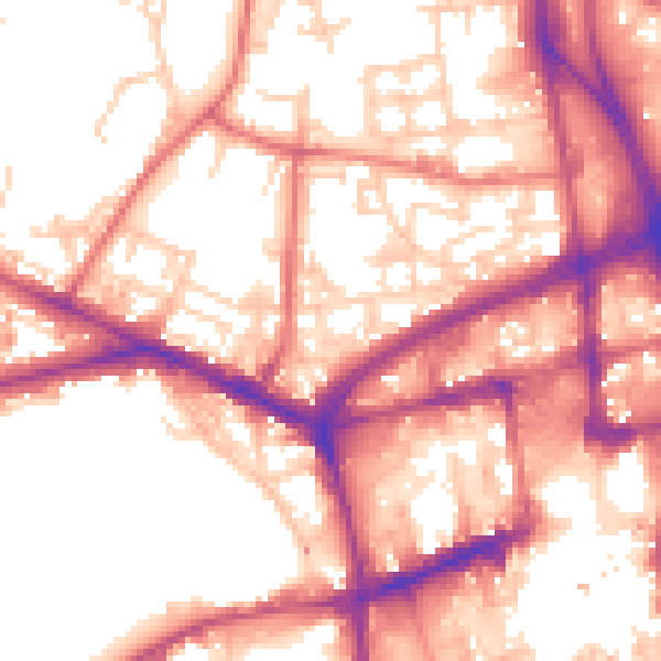 Daytime road noise heatmap for BL1 2XW