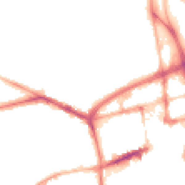 Night-time road noise heatmap for BL1 2XW
