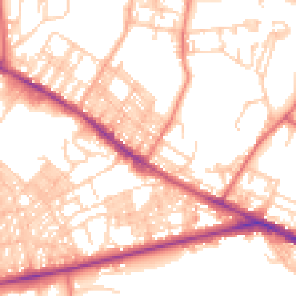 Daytime road noise heatmap for BL1 3DA