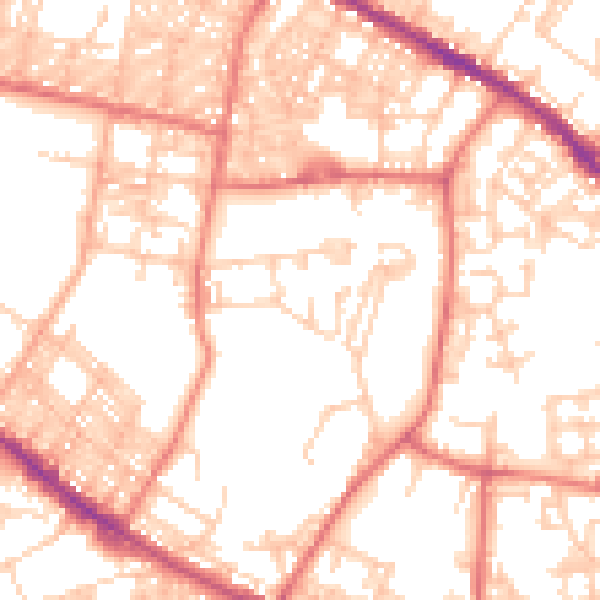 Daytime road noise heatmap for BL1 3DH
