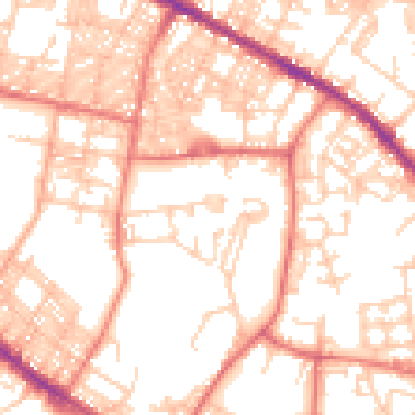 Daytime road noise heatmap for BL1 3DT