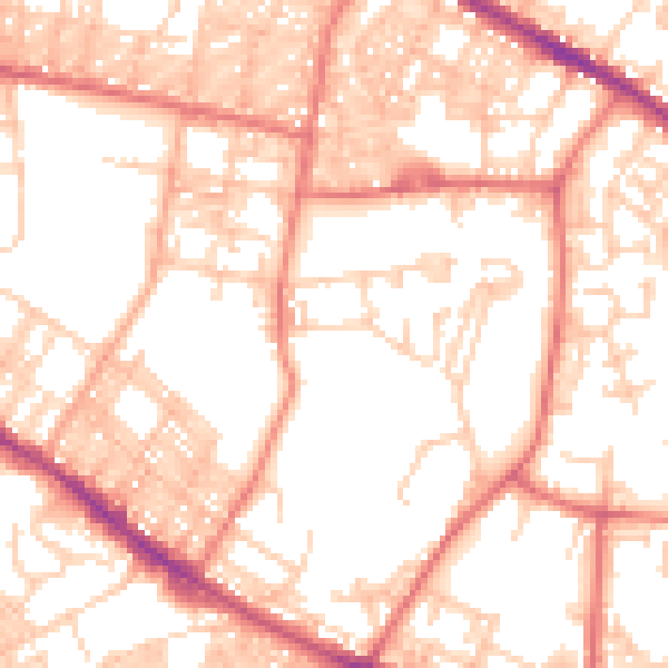 Daytime road noise heatmap for BL1 3HY