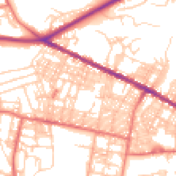 Daytime road noise heatmap for BL1 3JZ