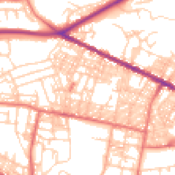Daytime road noise heatmap for BL1 3LE