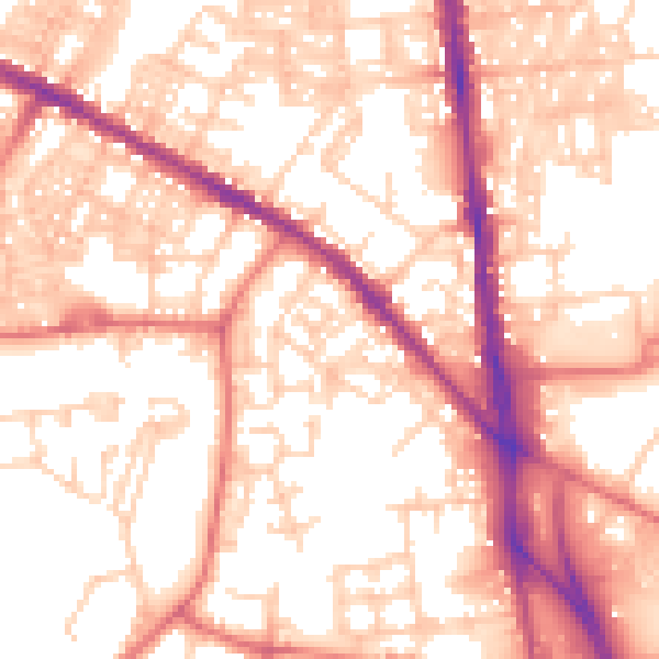 Daytime road noise heatmap for BL1 3NG