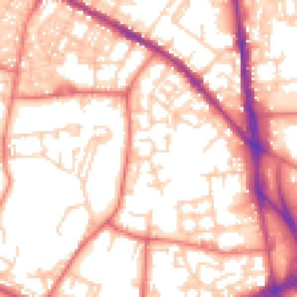 Daytime road noise heatmap for BL1 3RT