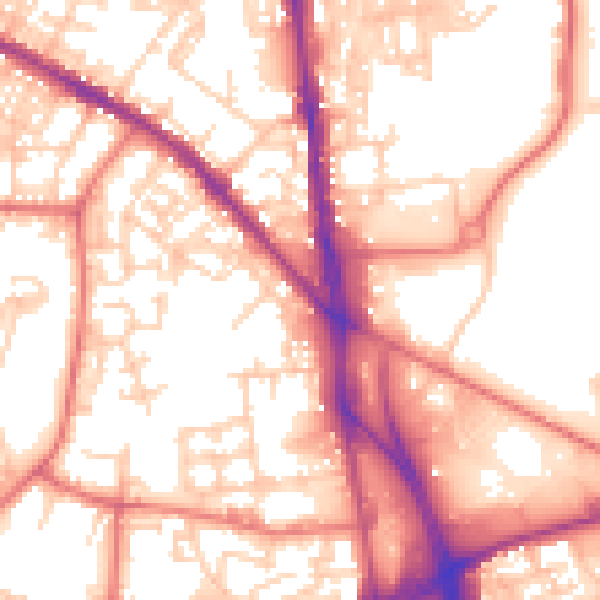 Daytime road noise heatmap for BL1 3SD