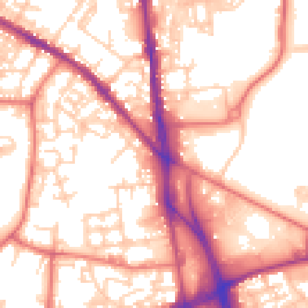 Daytime road noise heatmap for BL1 3SJ