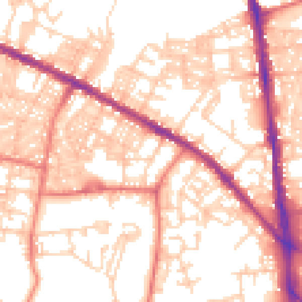 Daytime road noise heatmap for BL1 3SP