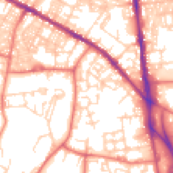 Daytime road noise heatmap for BL1 3TF