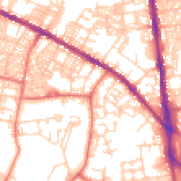 Daytime road noise heatmap for BL1 3TX