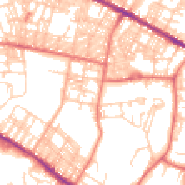 Daytime road noise heatmap for BL1 3XD