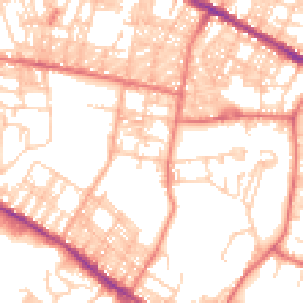 Daytime road noise heatmap for BL1 3XE