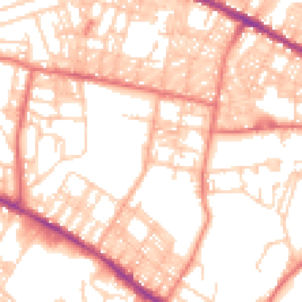 Daytime road noise heatmap for BL1 3XG