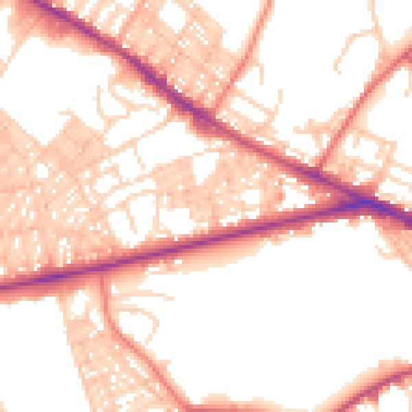 Daytime road noise heatmap for BL1 4BA