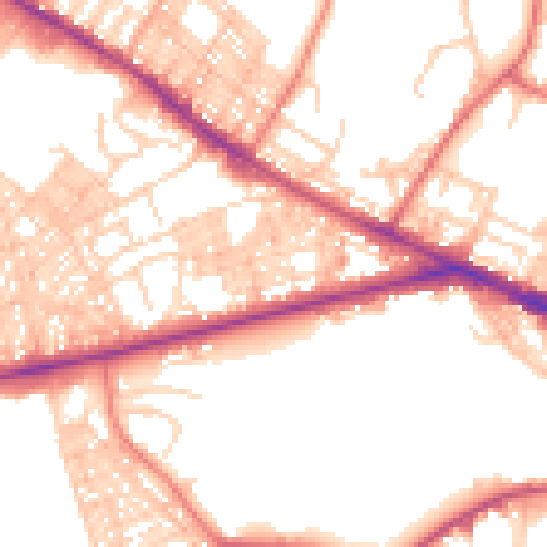 Daytime road noise heatmap for BL1 4BB