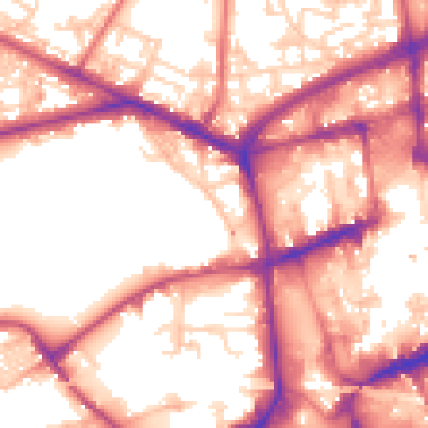 Daytime road noise heatmap for BL1 4GU