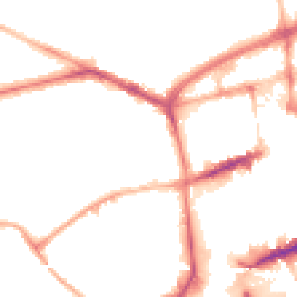 Night-time road noise heatmap for BL1 4GU
