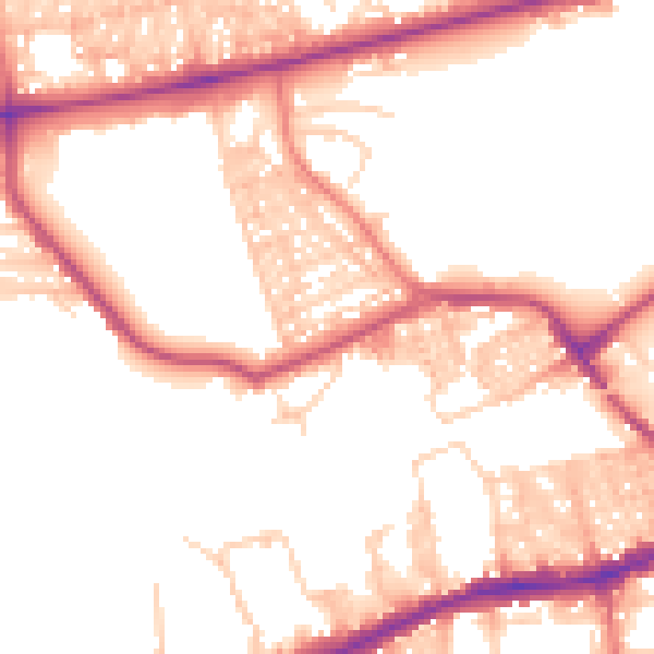 Daytime road noise heatmap for BL1 4LJ