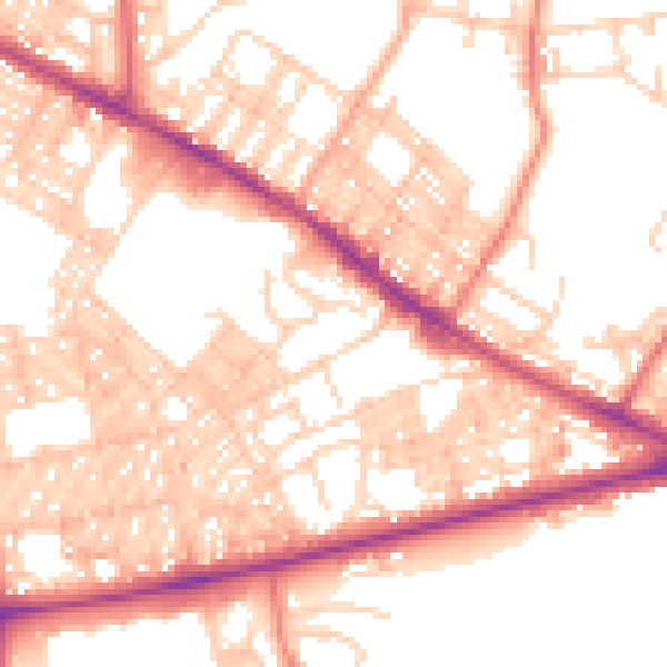 Daytime road noise heatmap for BL1 4UA