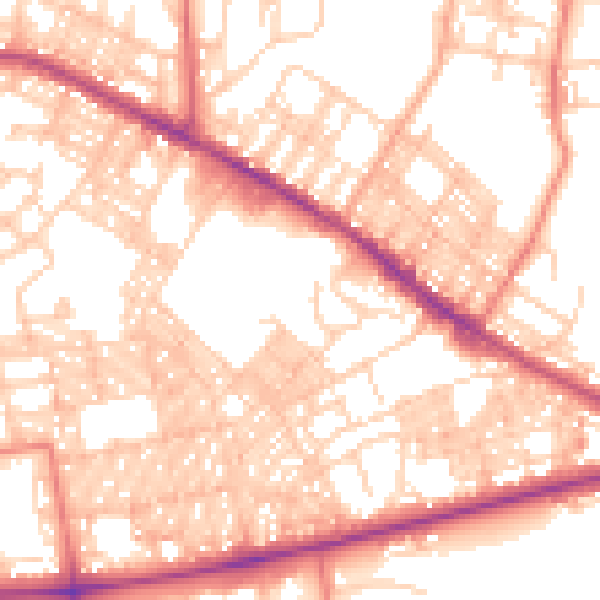 Daytime road noise heatmap for BL1 4UB