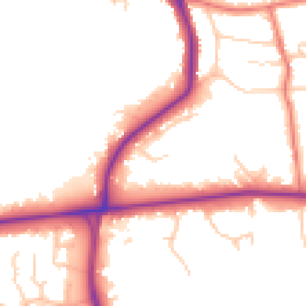 Daytime road noise heatmap for BL1 5BQ