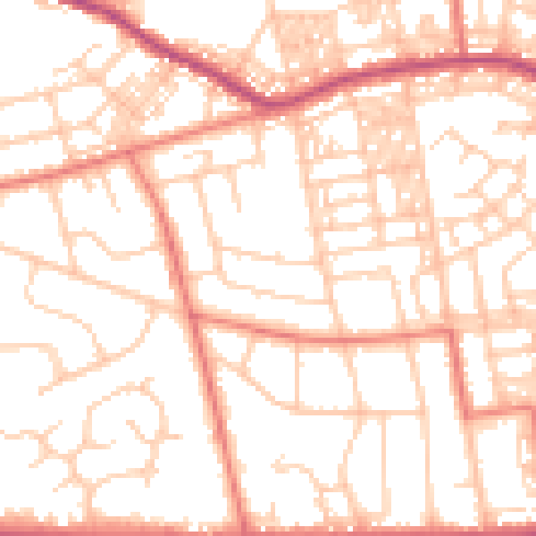 Daytime road noise heatmap for BL1 5FY