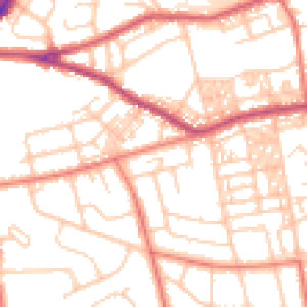 Daytime road noise heatmap for BL1 5NL