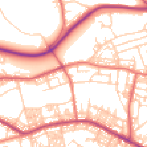 Daytime road noise heatmap for BL1 5RT
