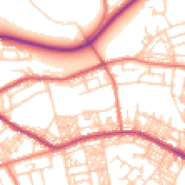 Daytime road noise heatmap for BL1 5RW