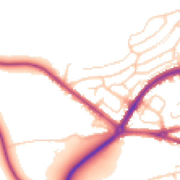 Daytime road noise heatmap for BL1 5TF
